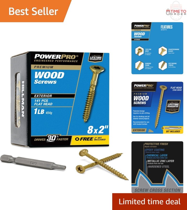 Exterior Wood Screws Bronze 2 Inch All Purpose Deck Fasteners T25 Star Bit 14…