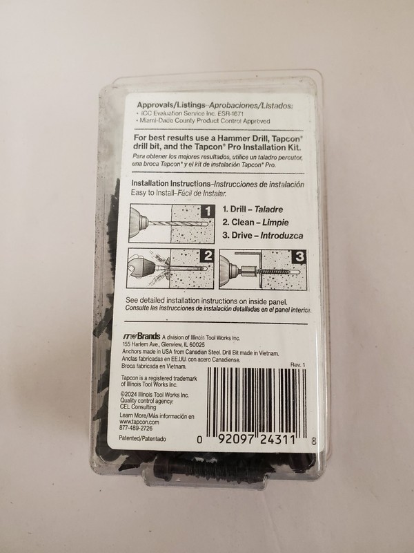*75-PACK* Tapcon 1/4 in. x 1-1/4 in. Hex-Washer-Head Black Concrete Anchors gallery