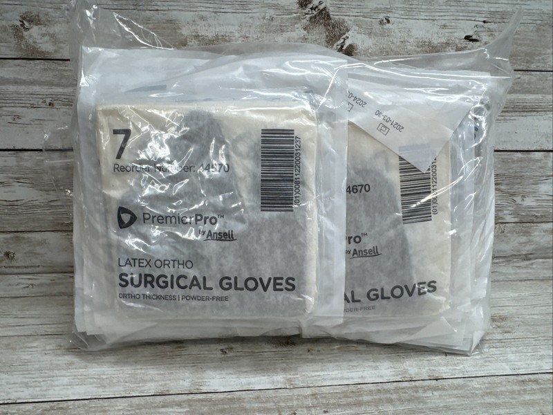 Premier Pro LATEX ORTHO Surgical Gloves Ansell *24 Pair* Size: 7 *See Date 2024* gallery