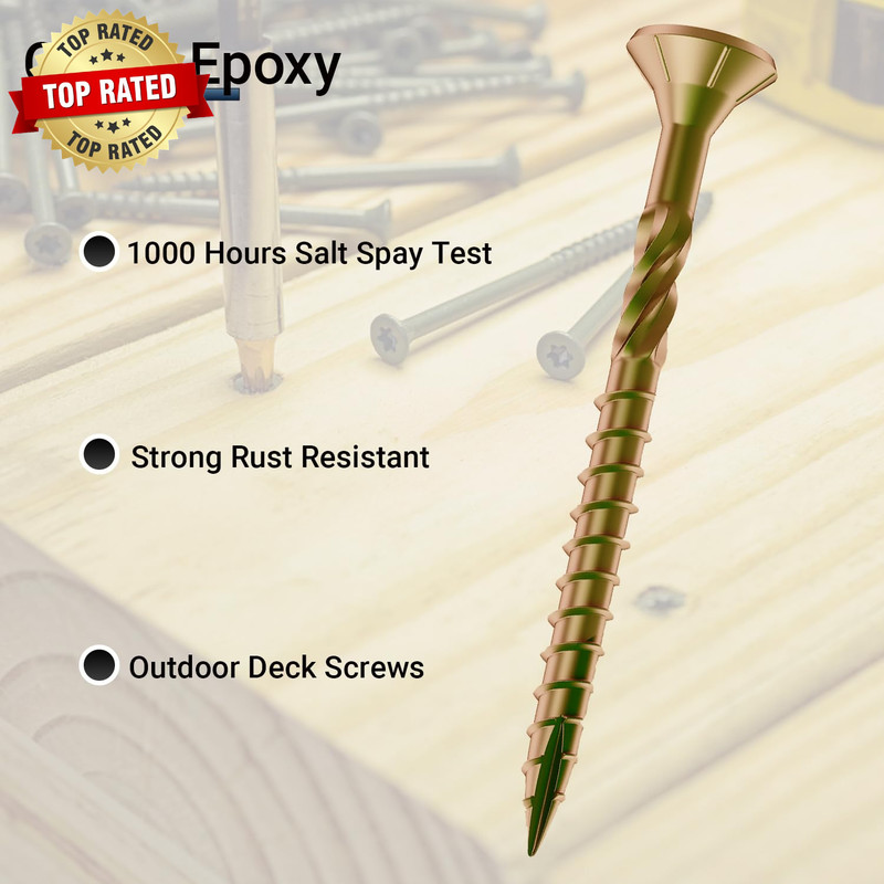 Deck Screws 3 Inch, #10 X 3'', Rust Resistant, Brown Epoxy Coated, Outdoor Screw gallery