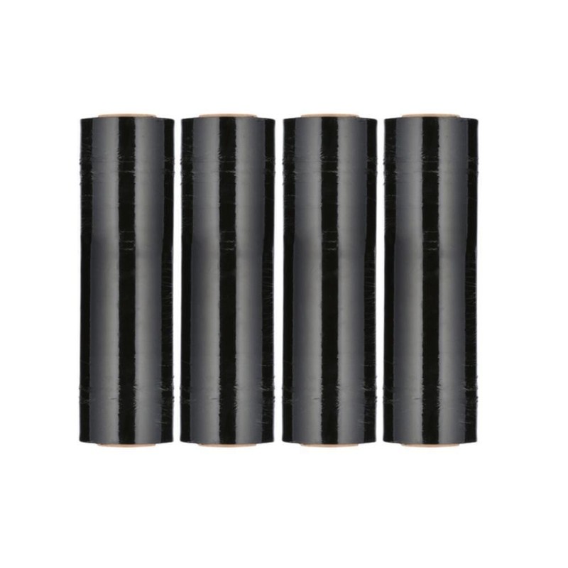 4 Rolls 18″x1000′ Cast Packing Stretch Film Shrink Hand Wrap (120 Ga) Dark Black