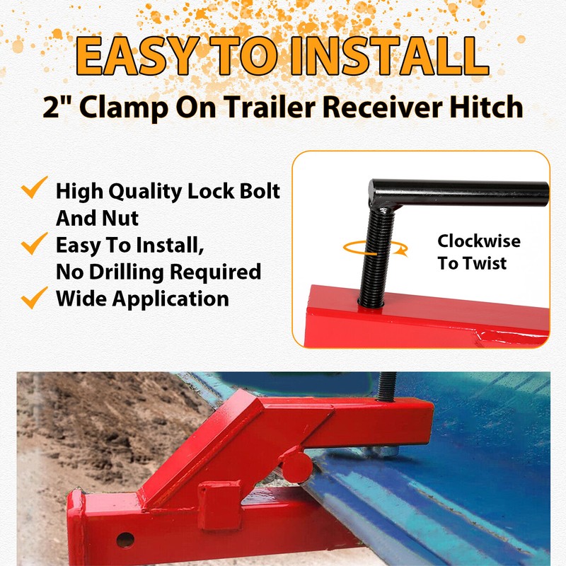 Upgraded Clamp On Trailer Hitch Ball Mount Receiver For Bobcat Tractor Bucket gallery