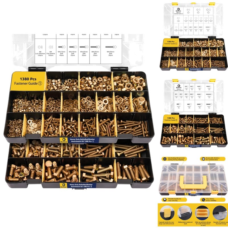 1380pcs Heavy Duty Grade 8.8 Metric Nuts Bolts Assortment Kit M4-M8 Zinc Plated