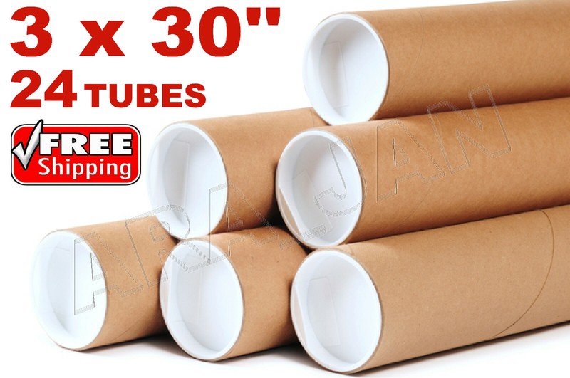 3 x 30″ Kraft Tubes Poster Document Graphics Mailing Shipping Packing Tube 24pcs