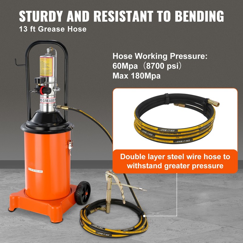 Grease Pump Air Operated Grease Pump 3 Gallon 13 ft Hose Grease Bucket gallery