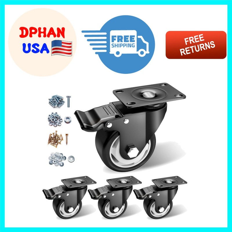 Heavy Duty 3 Inch Locking Swivel Casters with Smooth Rolling Polyurethane