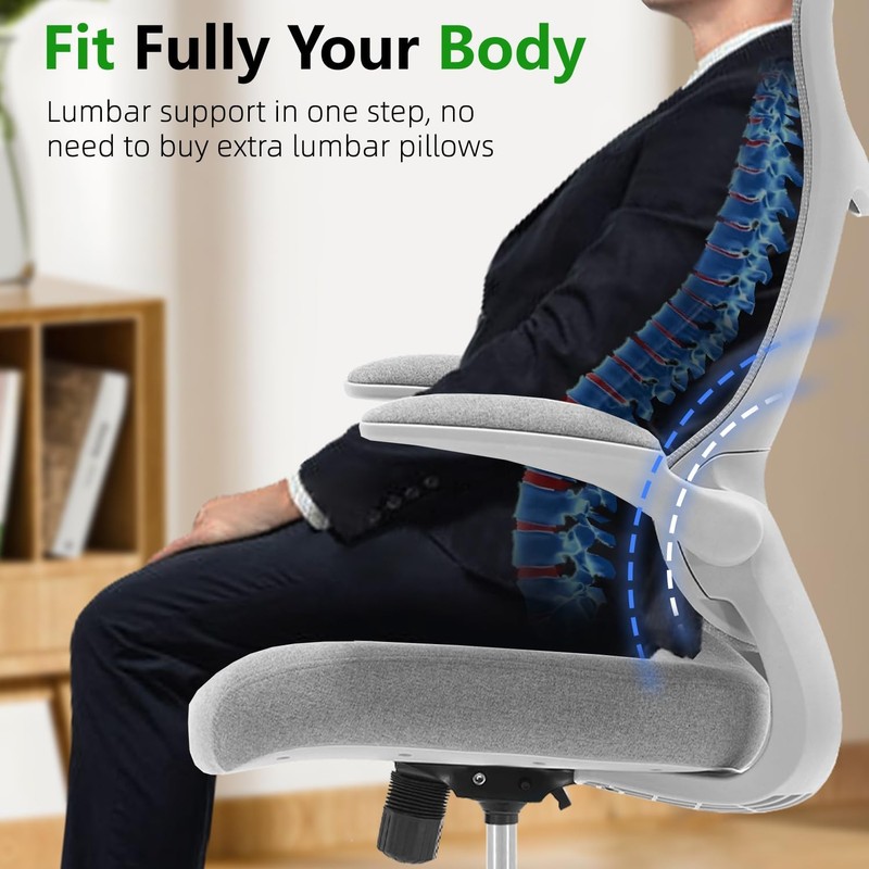 TT Airflex V2 Ergonomic Office Chair with Space-Saving Flip-Up Arms, Thick Me... gallery