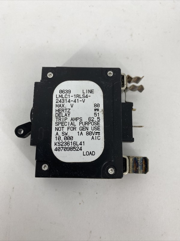 Airpax LMLC1-1RLS4-24314-41-V Bullet Circuit Breaker 1P 50A 80VDC Max