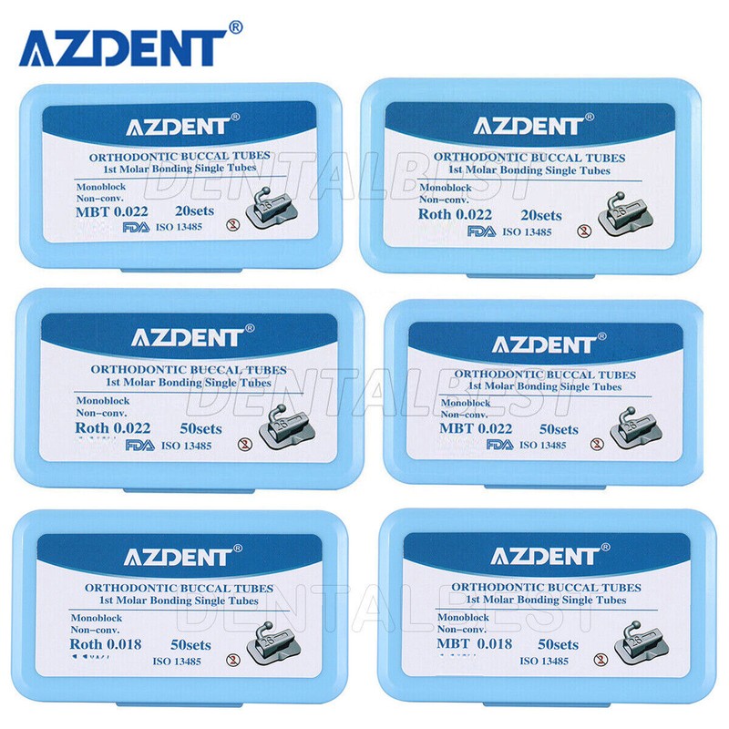 Dental 1st Molar Bondable Buccal Tube MBT/Roth 022 Monoblock Non-Convertible