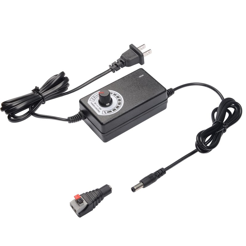 Adjustable Power Supply 100-240V AC DC 3-12V 2A 24W LED Strip CCTV Dimmer
