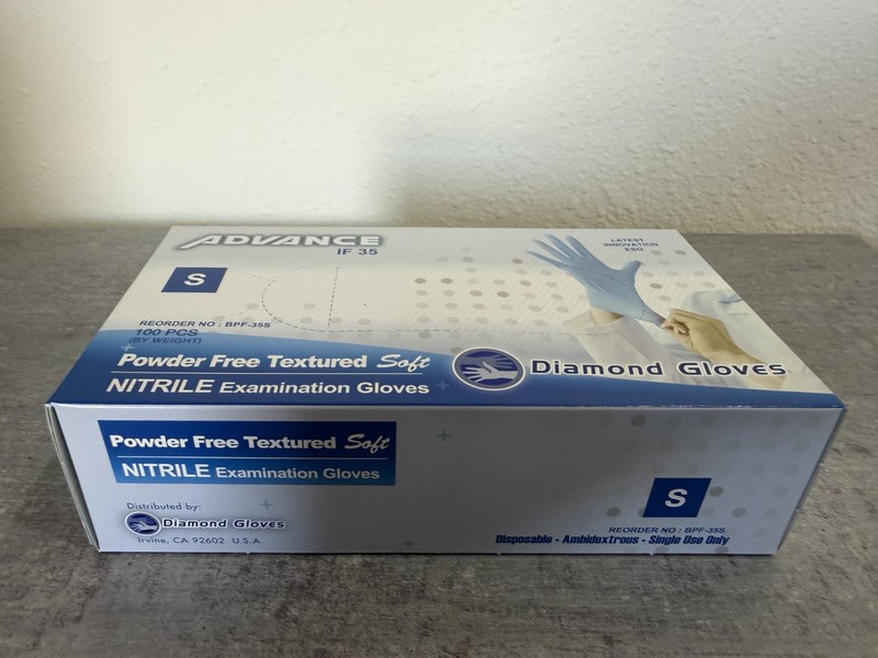Advance IF35 Exam Powder Free Blue Nitrile Gloves, Size Small, Case of 10 Boxes gallery