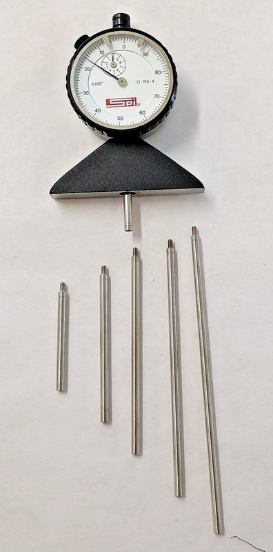 SPI 13-190-4 0-22" Range Steel Depth Gage White Dial Face 0.001" gallery