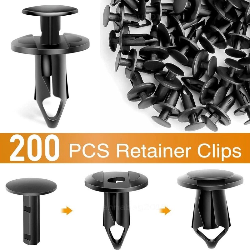 200 Pcs Nylon Bumper Fastener Rivet Clips, 8 Mm Hole Push Retainer gallery