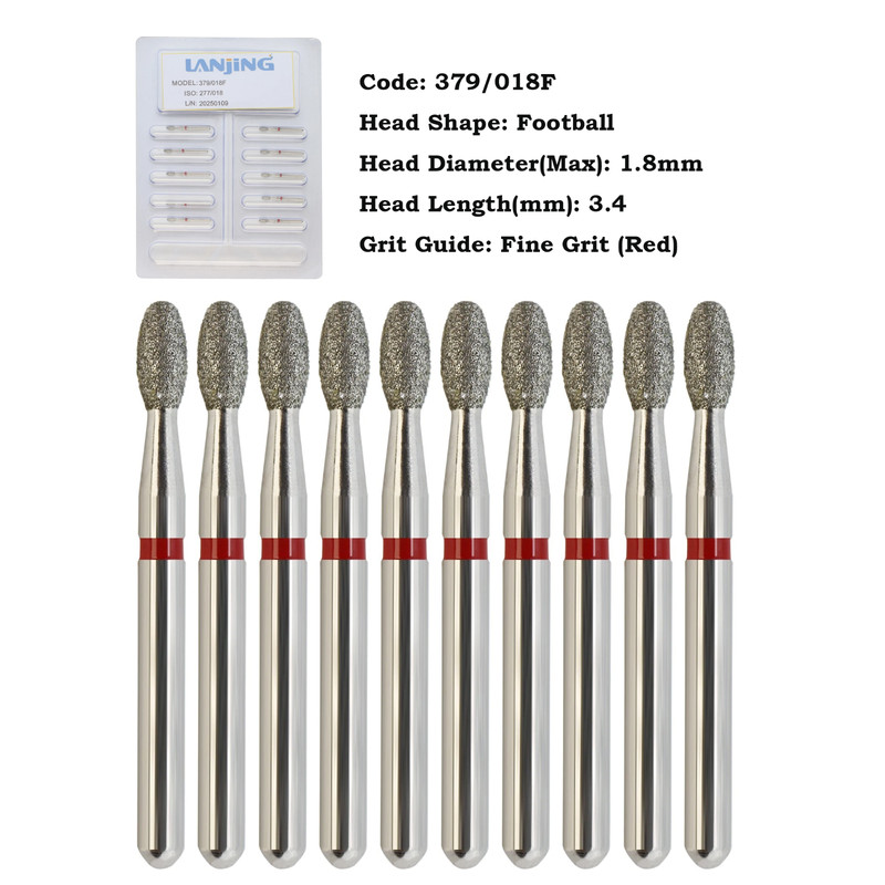 Dental Diamond Burs Football FG 368/023C 379/023 Egg Coarse Fine Grit High Speed gallery