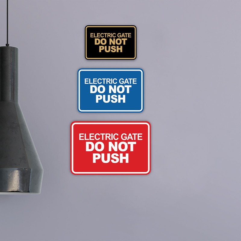 Signs ByLITA Classic Framed, Electric Gate Do Not Push Wall or Door Sign gallery