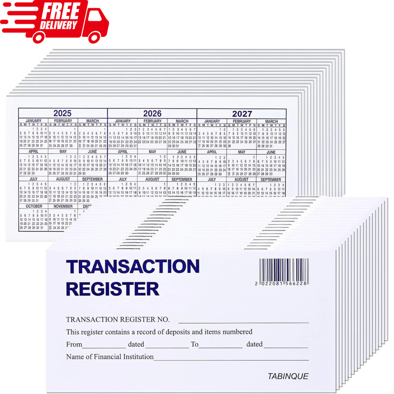 24 PCS Check Registers for Personal Checkbook, Easy to Read Checkbook Register