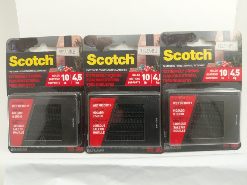 3 Scotch Extreme Interlocking Fasteners 4 Strips 1″ X 3″ Delivers Pow (12TOTAL)