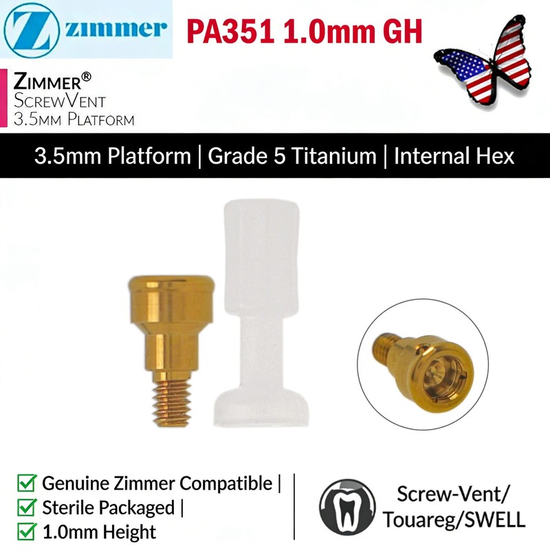 US Dental Locator Abutment Fits Zimmer TSV 3.5/4.5 NP/RP 1-5mm GH Internal Hex gallery