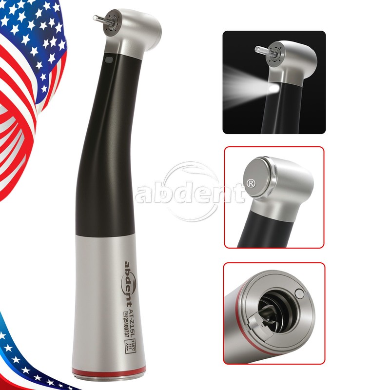 Dental 1:5 LED Fiber Optic Contra Angle Increasing Handpiece Inner 4 Spray black gallery