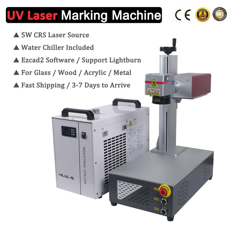 5W CRS UV Laser Marking Engraver Machine For Glass Metal Wood Acrylic & Chiller