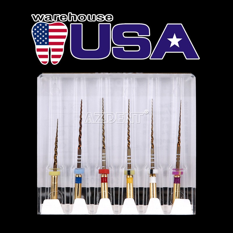 AZDENT Dental Endodontic Gold Taper NITI Rotary Files Engine Use 25mm 6PCS/Packs gallery