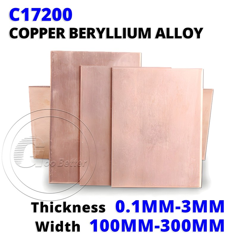 Copper Beryllium Alloy C17200 Sheet Plate 0.1mm-3mm Thick, 100mm-300mm Width