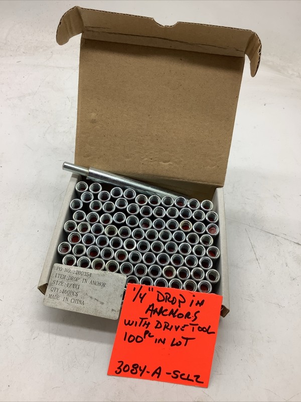 DROP IN concrete anchors, 1/4-20 X 1”, Zinc Plated,(100 Pc In Lot) 3084-Ascl2