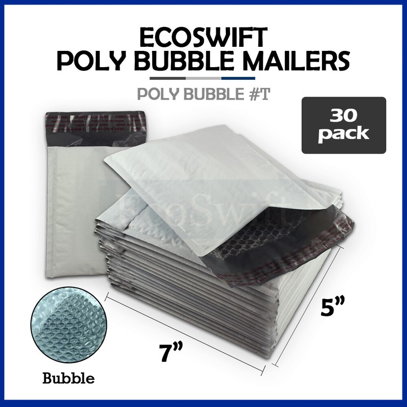 30 #T 5 x6 EcoSwift Self Seal Poly Bubble Mailers Padded Shipping Envelopes Bags