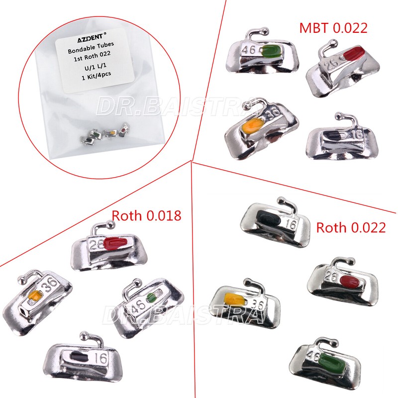 AZDENT Dental Orthodontic 1st Molar Buccal Tube Roth/MBT 022/ 018 Bondable