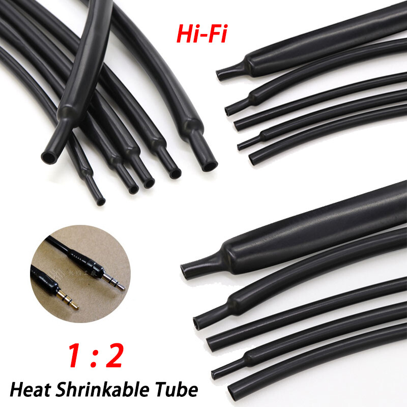 Φ1mm-20mm 2:1 Heat Shrink Tubing Hi-Fi Audio Cable Wire Heat shrink Black Shiny