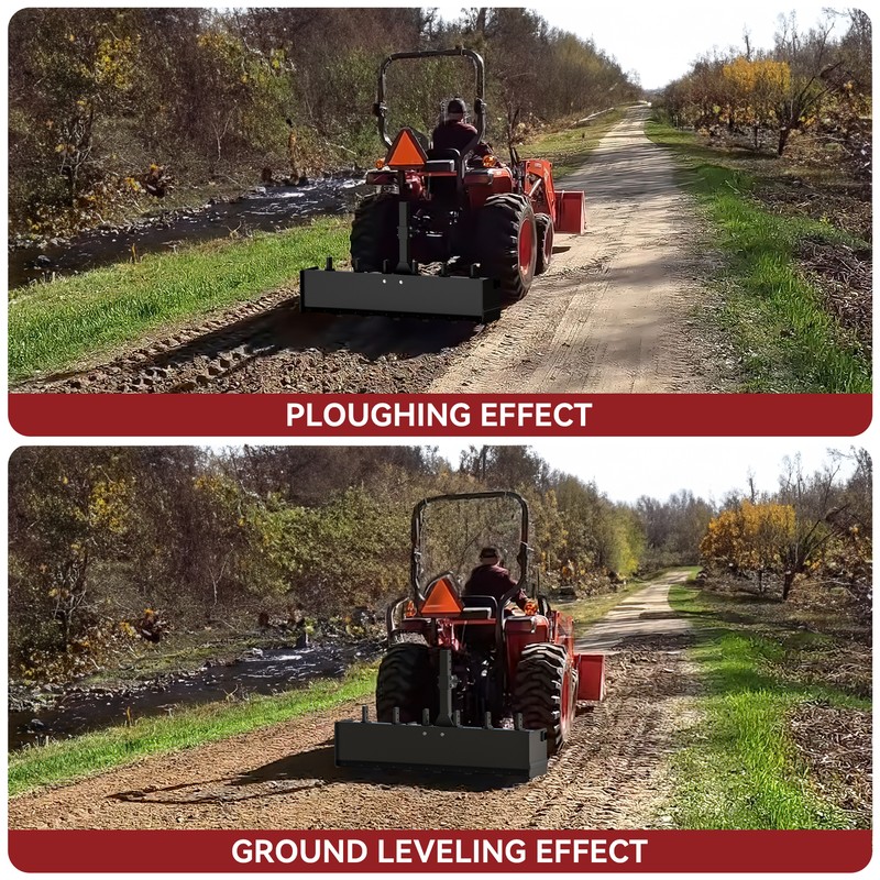 Heavy Duty Box Blade Attachment for Tractor W/ 6 Scarifier Shanks - 55" Width gallery