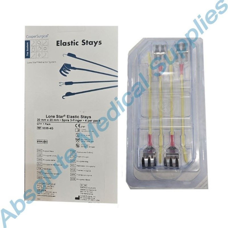 *4-Pieces* Cooper Lone Star Elastic Stays 20mm x 20mm Spira 3-Finger 3335-4G