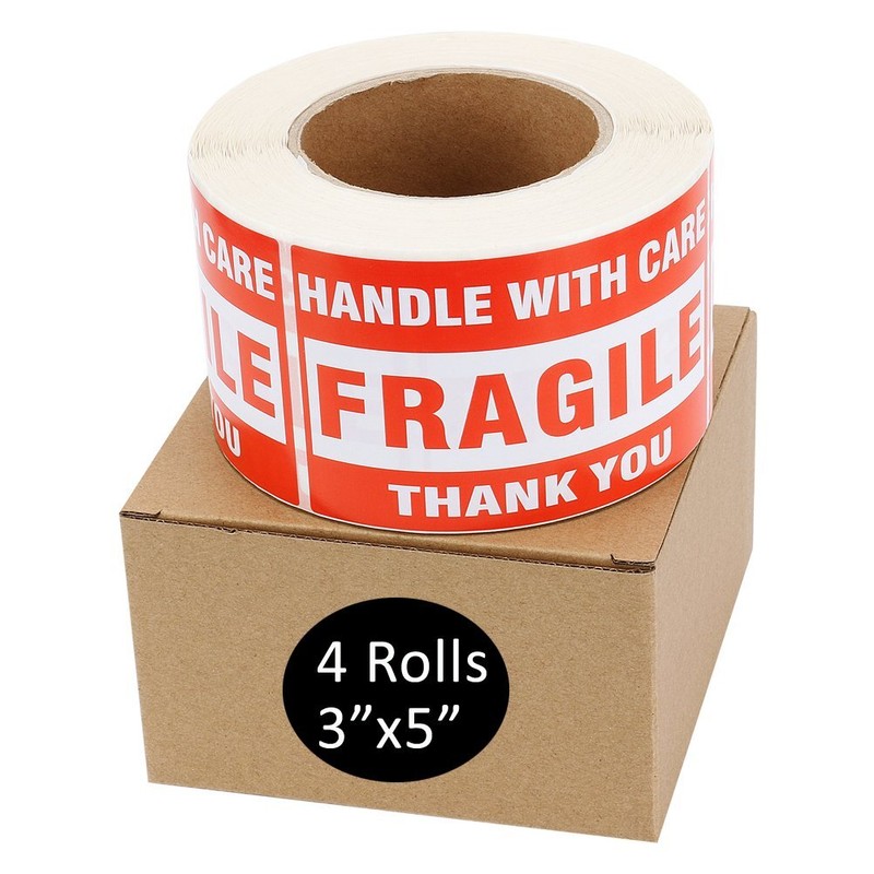 4 Rolls 500/Roll 3×5 Fragile Stickers Handle with Care Thank You Shipping Labels