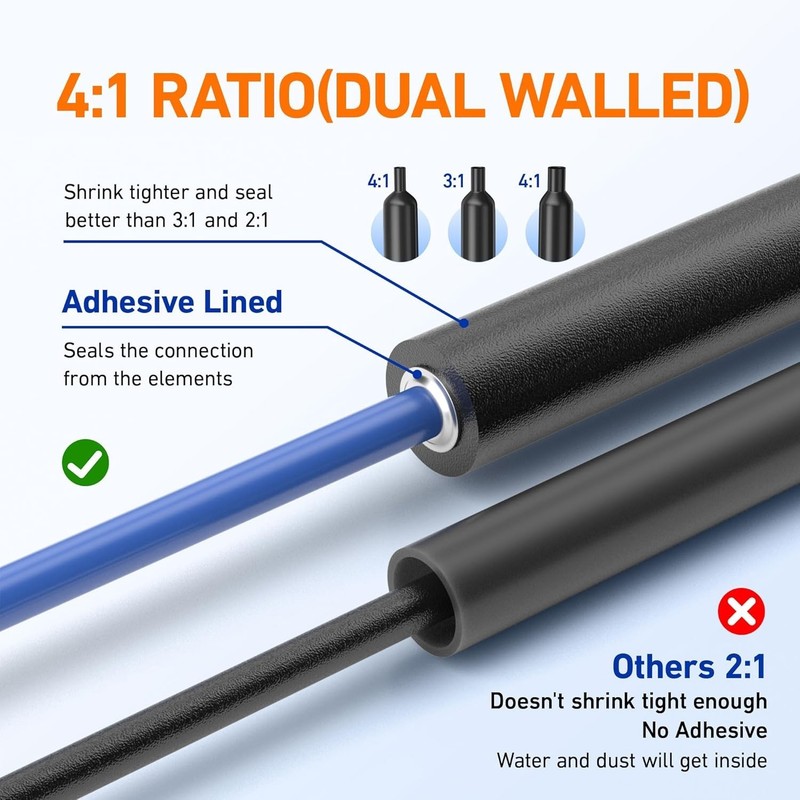 446 Pcs Heat Shrink Tubing Kit-4:1 Ratio Adhesive Lined Marine Grade Shrink gallery