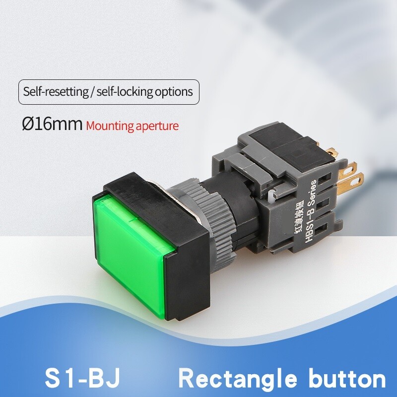 16mm1NO1NC/2NO2NC/3NO3NC Latching ON/OFF Rectangle Plastic Push Button SwitchCE