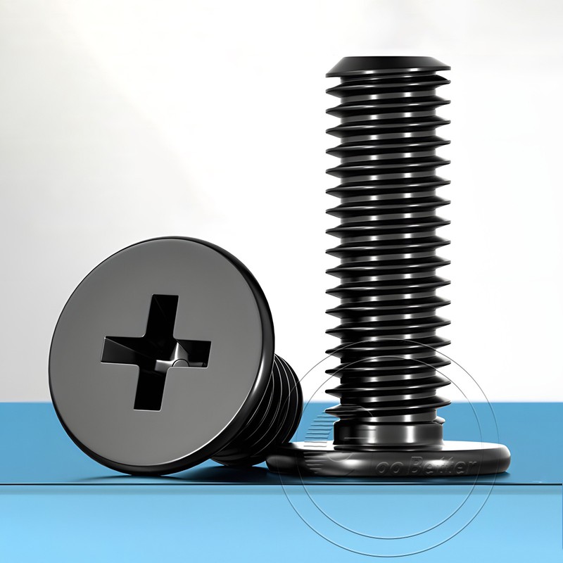 M1 - M2.5 Black Galvanised CM Phillips Ultra Thin Flat Wafer Head Screw Bolt gallery