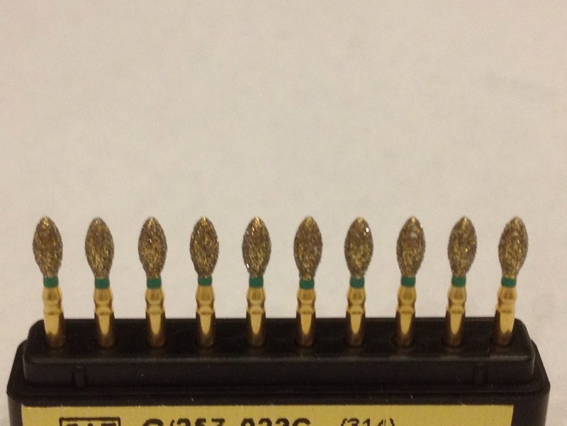 Diamond Burr Course Football Shape (368) # G/257-023C (20 Pc) Green Strip