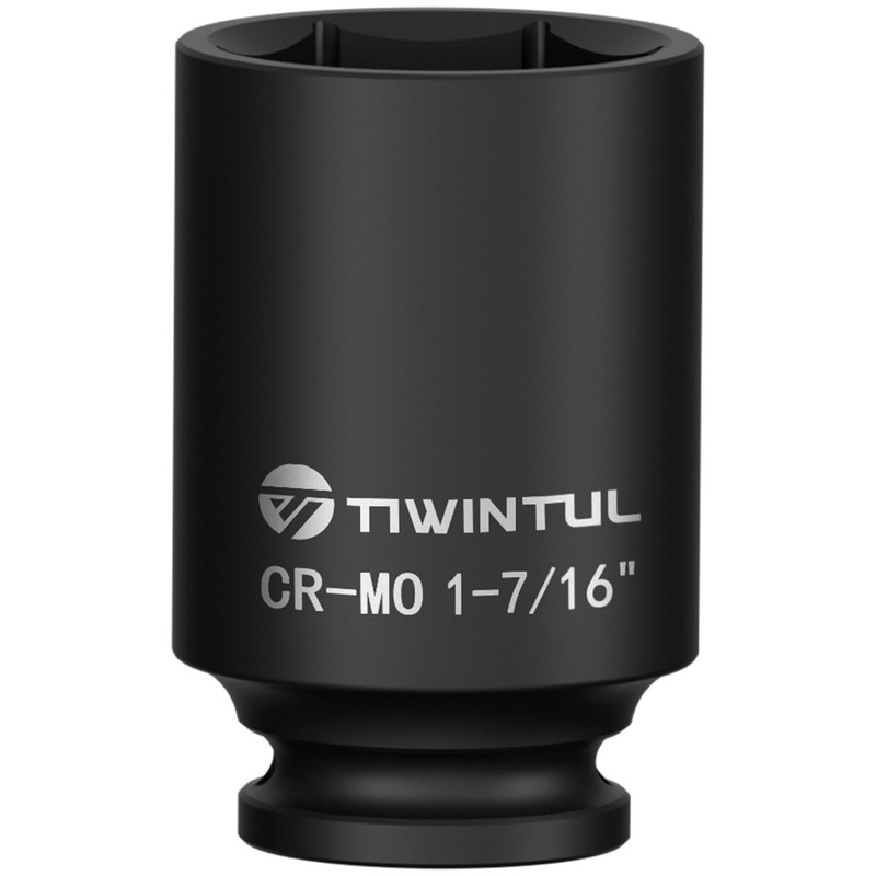 TIWINTUL 1-7/16” Impact Socket 1/2 Inch Drive, Deep 1-7/16″ (Deep), Black