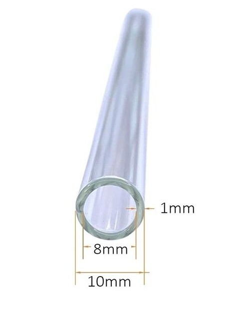4" Long (36) Pcs Glass Tubes 10mm OD 8mm ID Tubing 1mm Thick Wall gallery