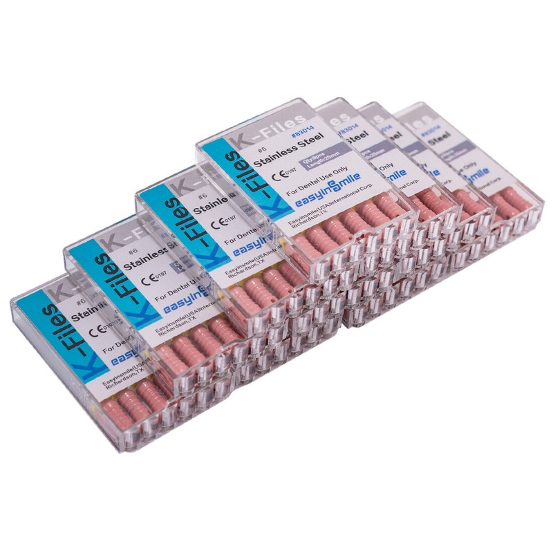 Dental Endo Root Canal File K-files Stainless Steel #6#8#10 Hand Files 60Pc 25MM