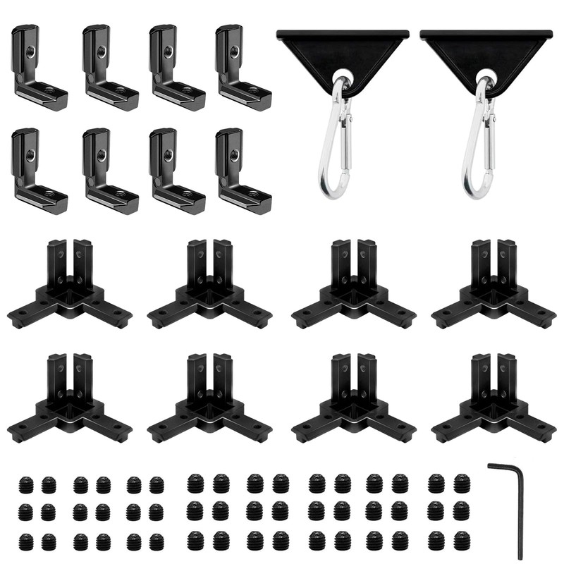 18 PCS Black 4040 Aluminum Extrusion Connector Hardware 3Way Corner Bracket