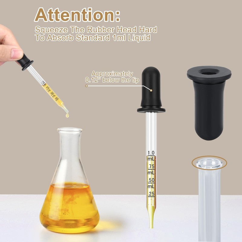Glass Eye Dropper Vials with Super Suction Rubber Bulbs Clear 1ml 12 Pieces gallery