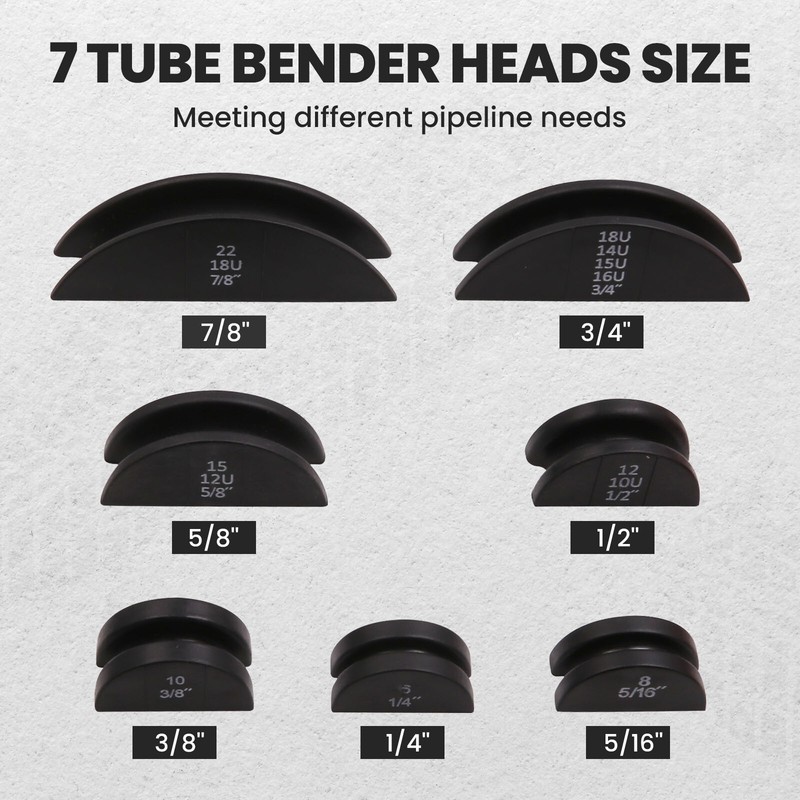 HVAC Ratcheting Pipe Tube Bender Tool Kit 1/2'' 1/4"-7/8" 90 Bending 7 Dies gallery