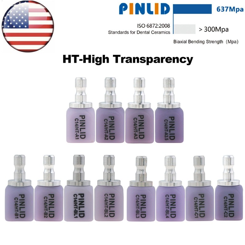 US Dental Lithium Disilicate Glass Ceramic Blocks C14 HT CAD CAM CEREC Blocks gallery