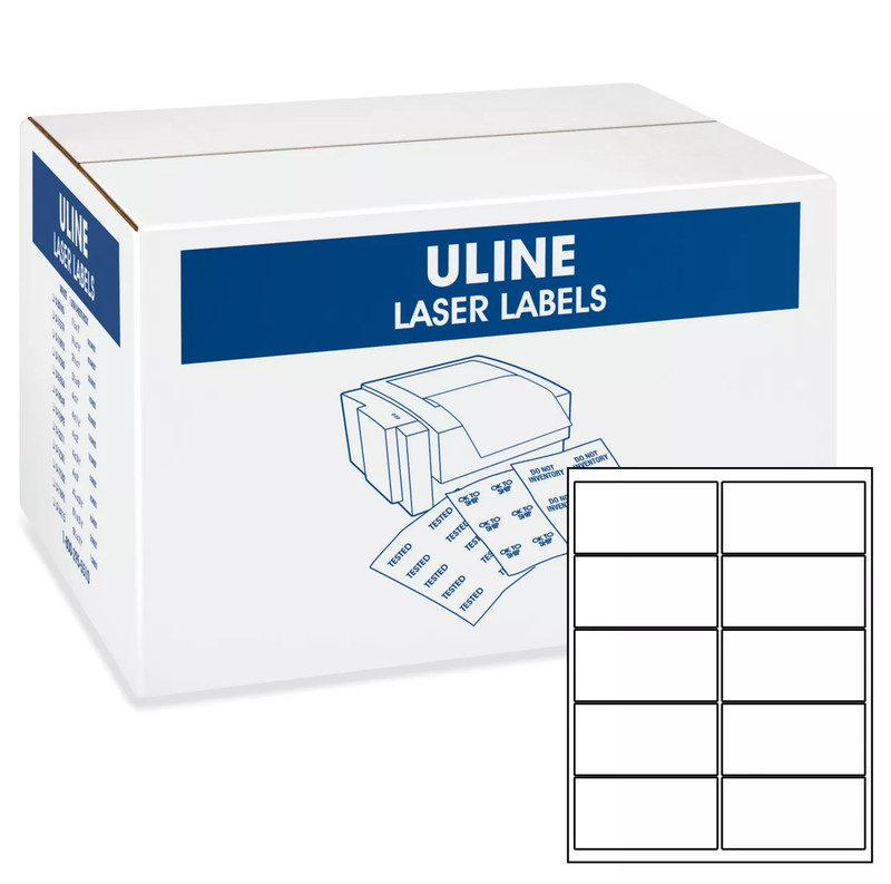 S-11892 NEW CASE ULINE Laser Labels Bulk Pack White 4 x 2″ 10,000 Labels 10 UP