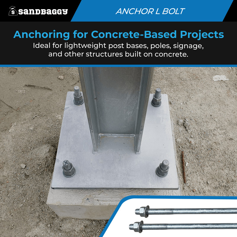 Sandbaggy 5/8" x 24" Threaded Concrete Anchor L-Bolts - Hot Dipped Galvanized gallery