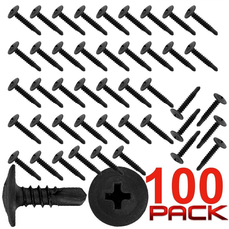 Black Phosphate Phillips Wafer Head Self Tapping/Drilling Screws 1″ (100/pk)